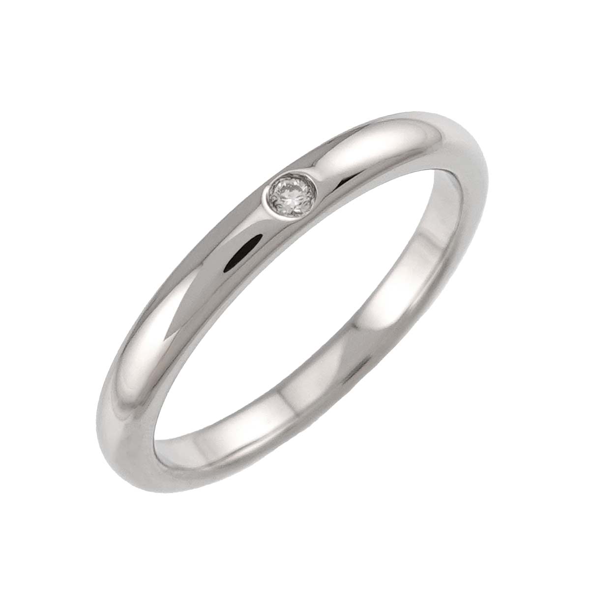 Stacking Band Ring Diamond 1P Pt Size6.75(US)