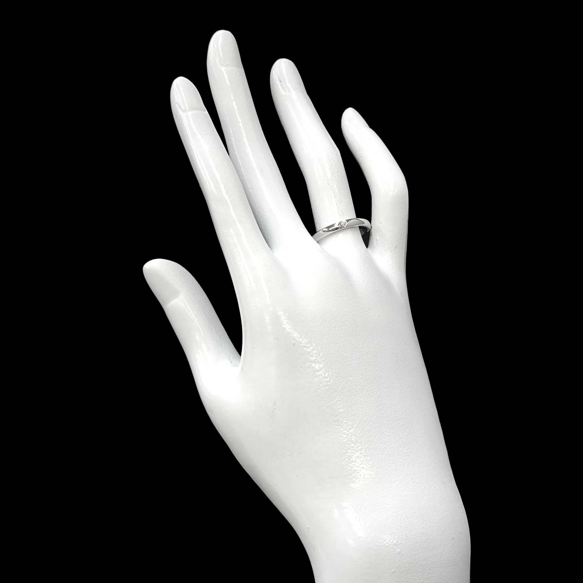 Stacking Band Ring Diamond 1P Pt Size6.75(US)