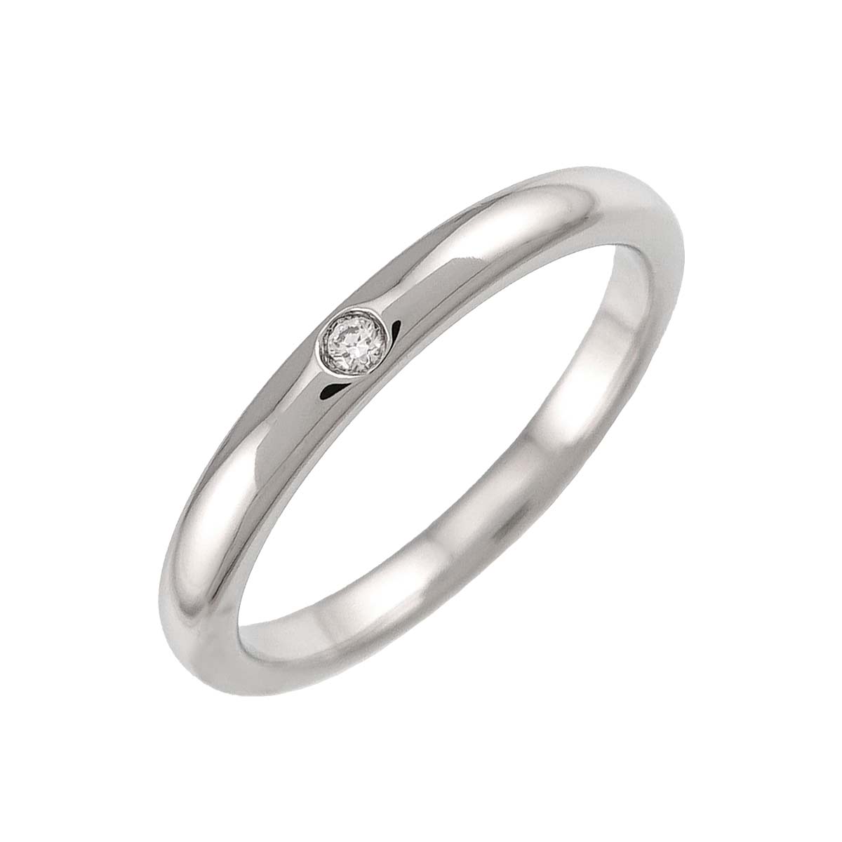 Stacking Band Ring Diamond 1P Pt Size6.75(US)