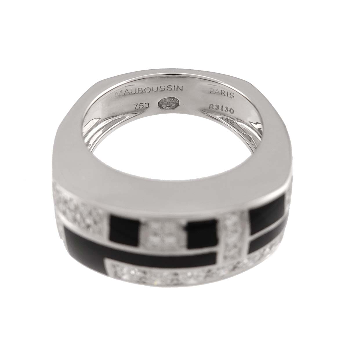 Diamond Enamel Ring 18K WG 750 size7.25(US)