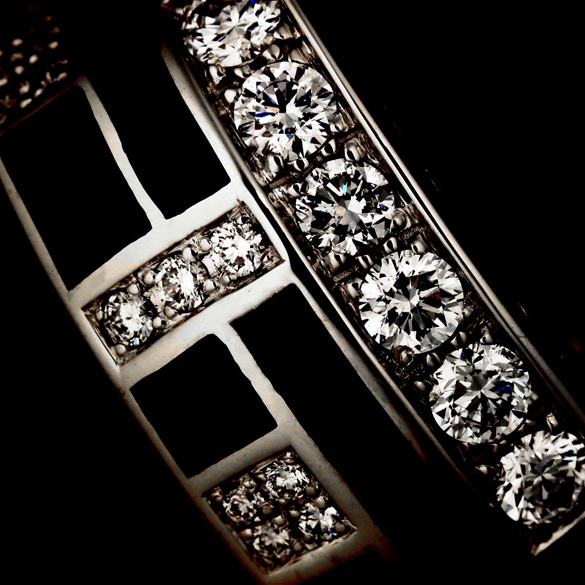 Diamond Enamel Ring 18K WG 750 size7.25(US)