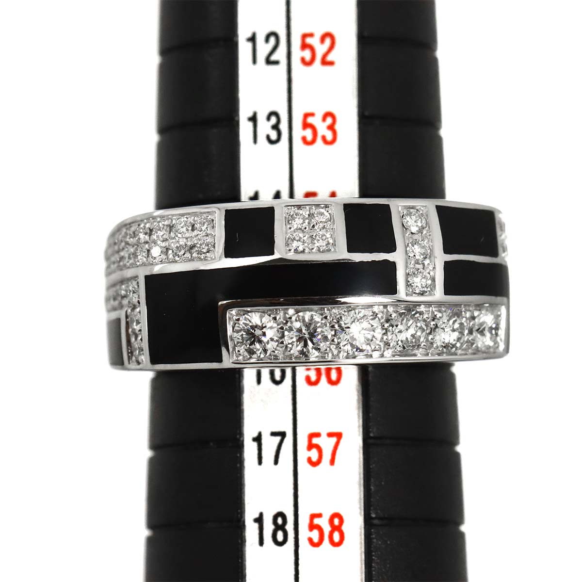 Diamond Enamel Ring 18K WG 750 size7.25(US)