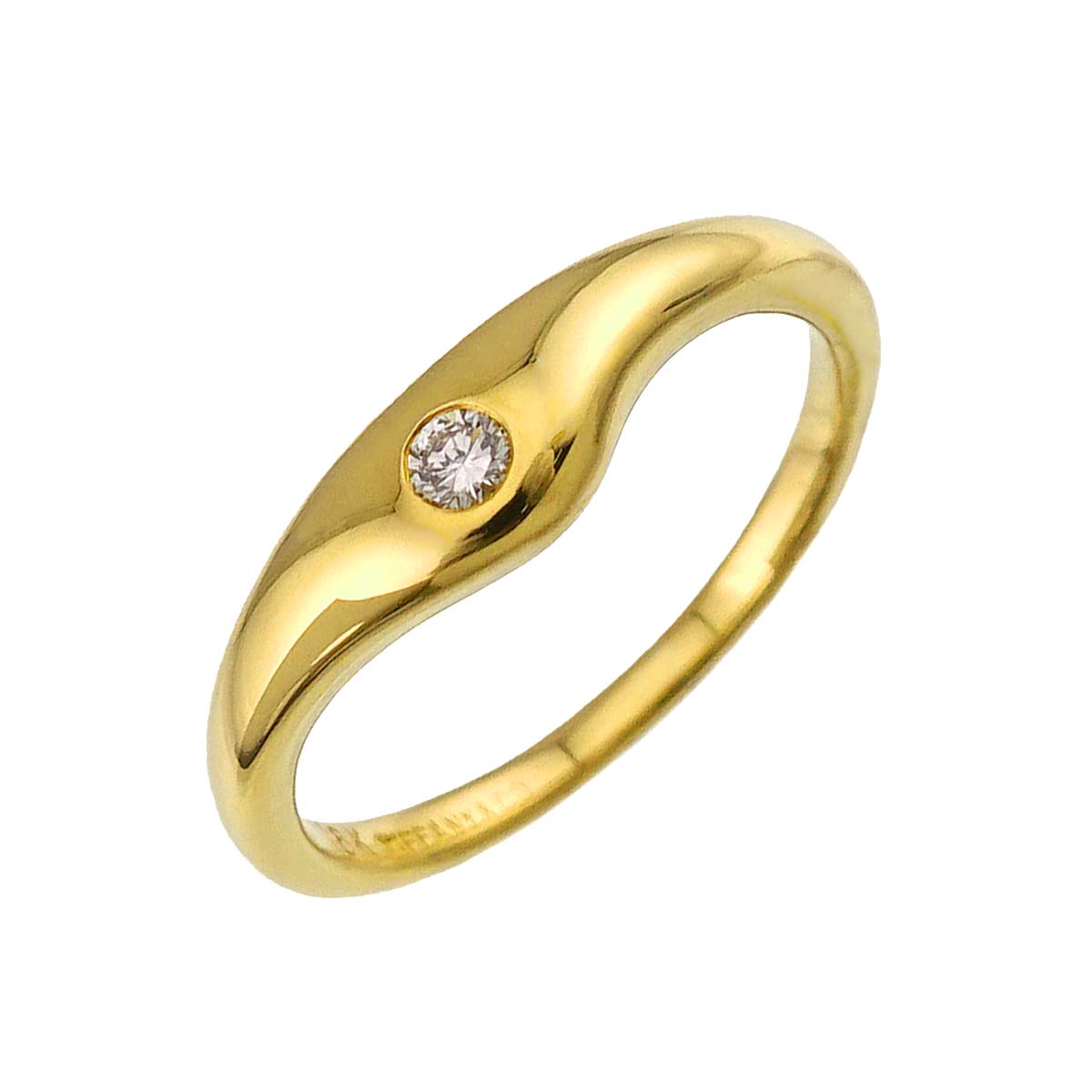 Diamond 1P Ring 18K Yellow Gold 750 Size4-4.5(US)