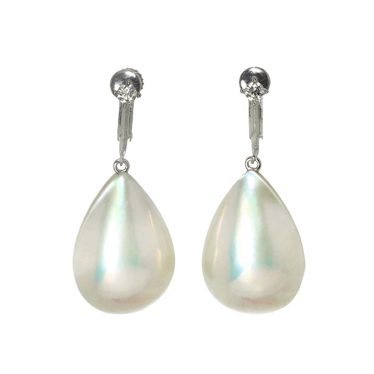 Mabe Pearl Diamond 0.06/0.06ct Earrings Clip on 18K WG 750