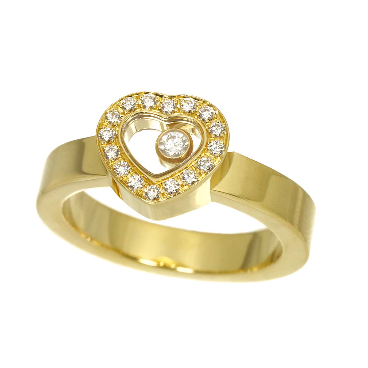 Happy Diamond Heart Ring 18K YG 750 Size4.75-5(US)