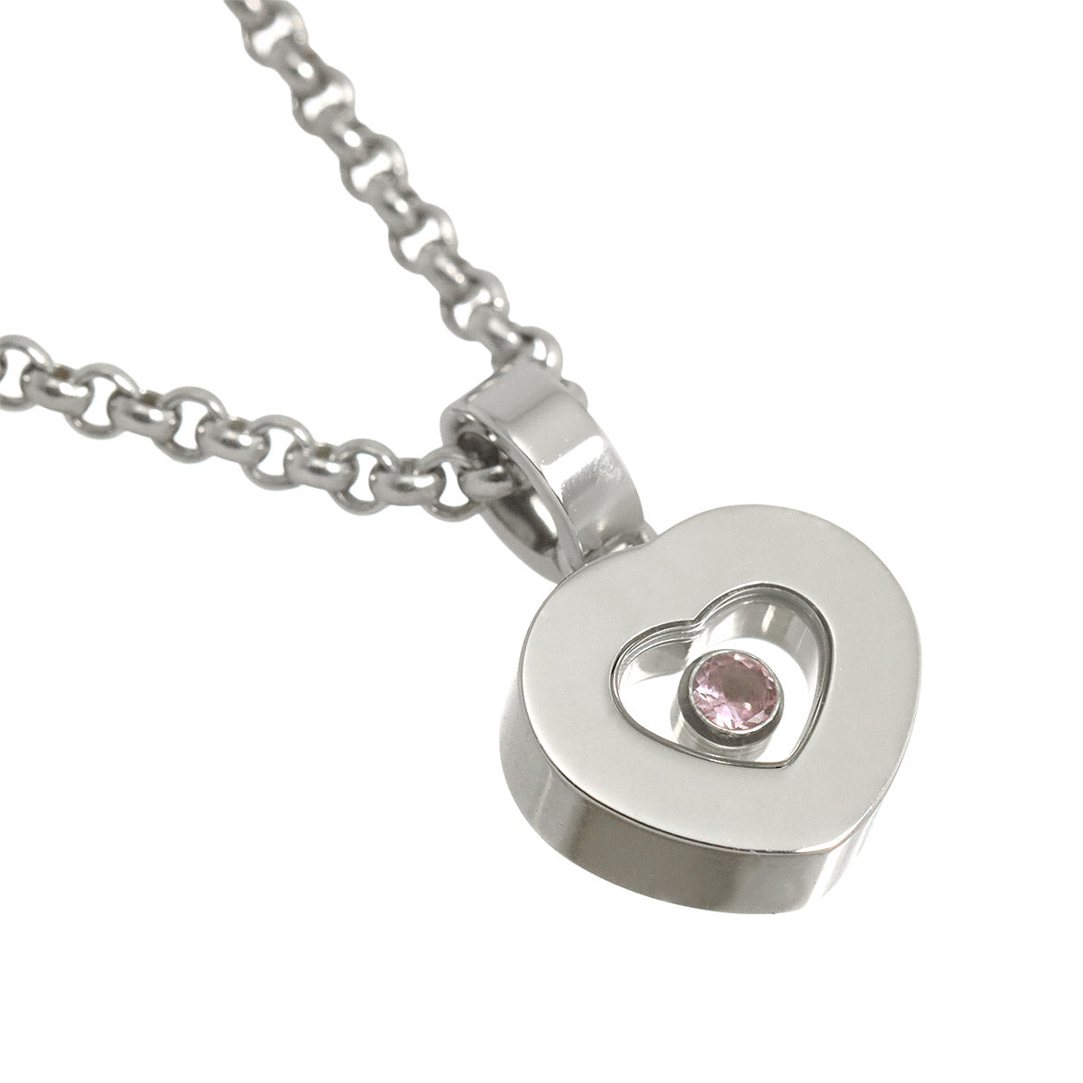Happy Diamond Sapphire Heart Necklace 18K WG 750