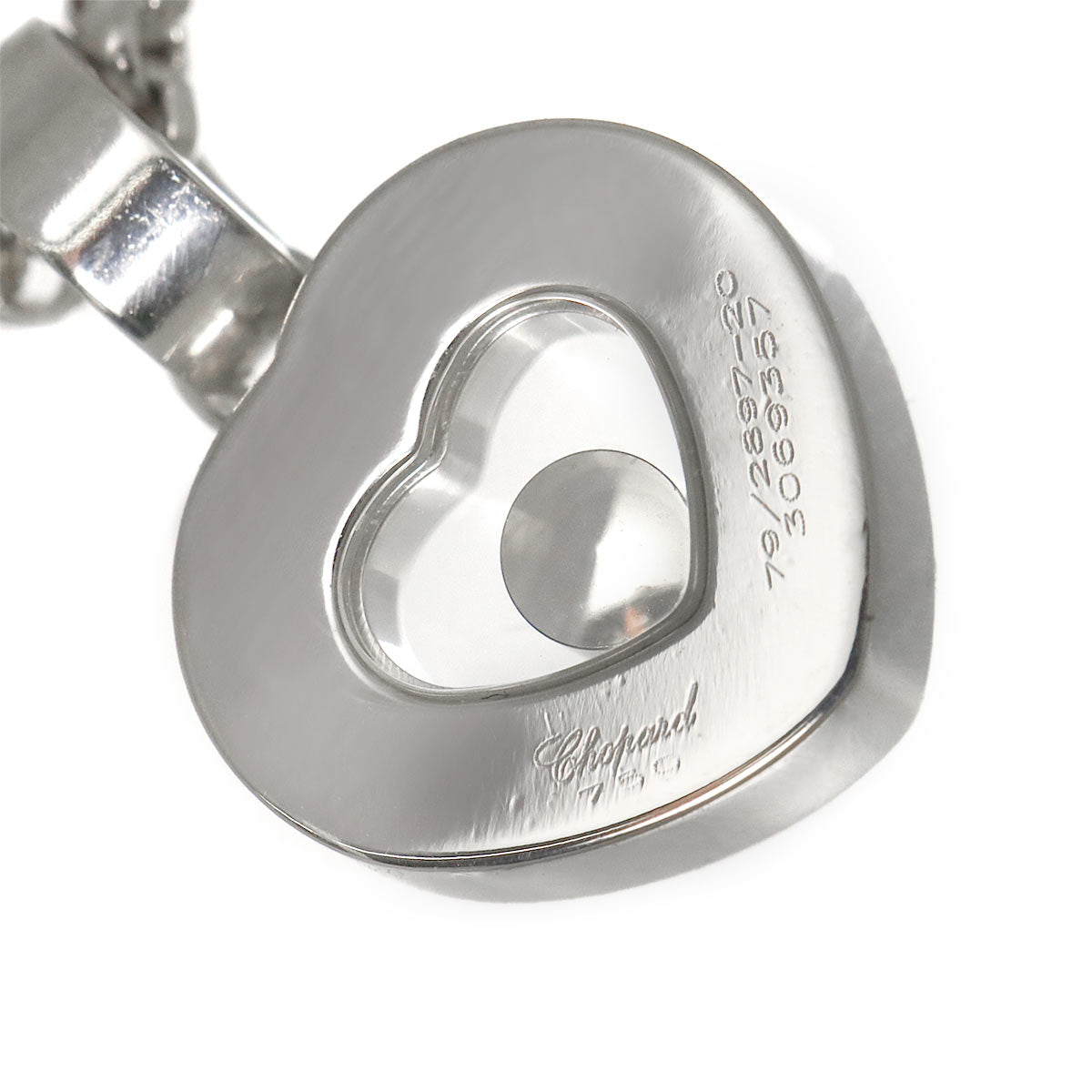 Happy Diamond Sapphire Heart Necklace 18K WG 750