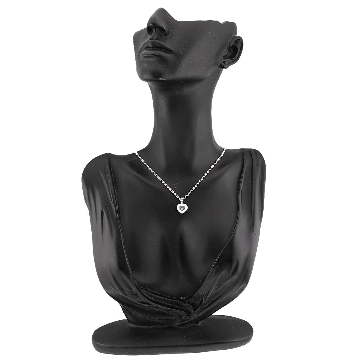 Happy Diamond Sapphire Heart Necklace 18K WG 750