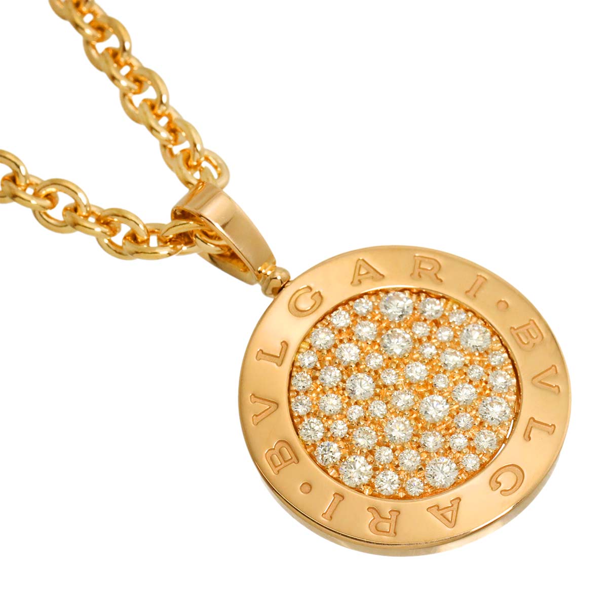 BVLGARI BVLGARI Pave Diamond Necklace 18K Pink Gold 750