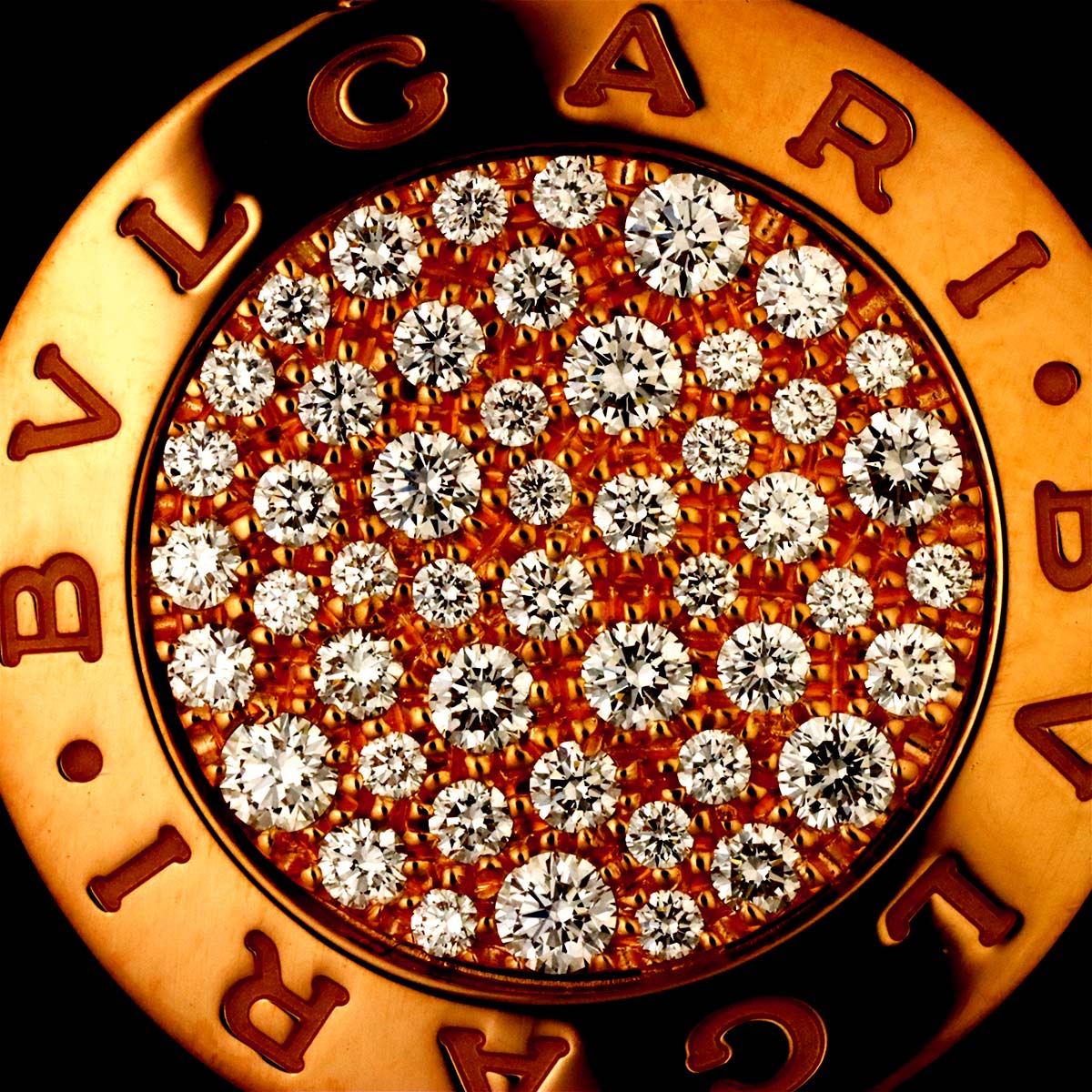 BVLGARI BVLGARI Pave Diamond Necklace 18K Pink Gold 750