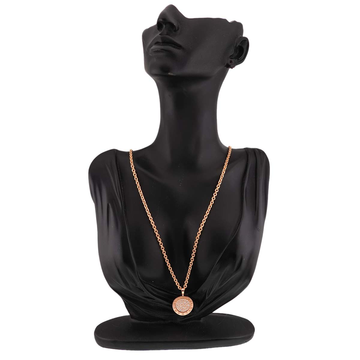 BVLGARI BVLGARI Pave Diamond Necklace 18K Pink Gold 750