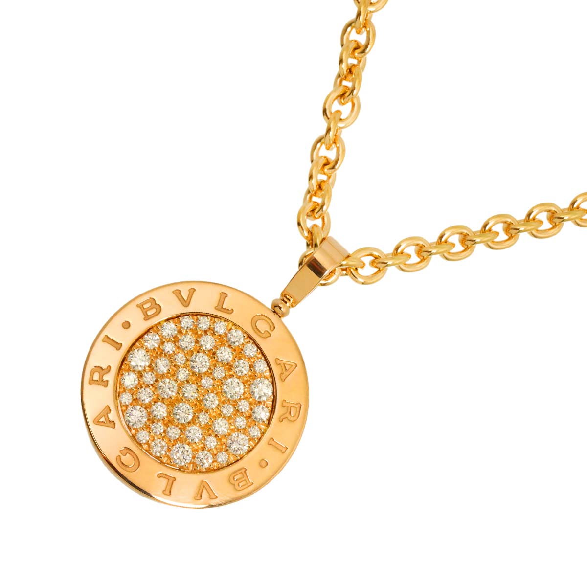 BVLGARI BVLGARI Pave Diamond Necklace 18K Pink Gold 750