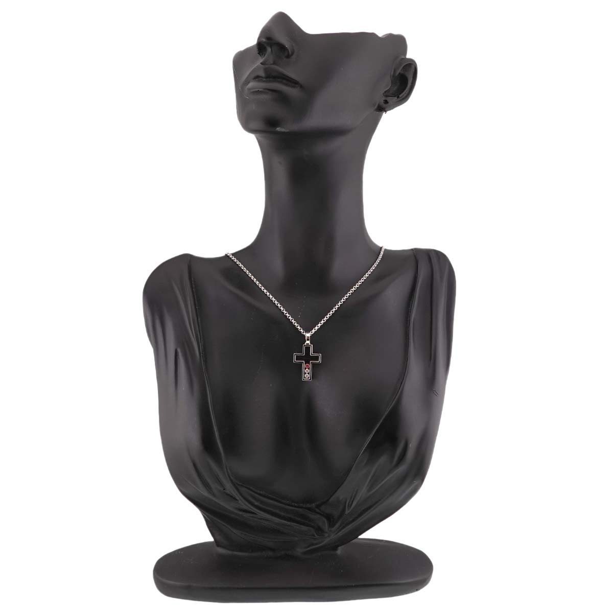 Happy Diamond Sapphire Cross Necklace 18K WG 750