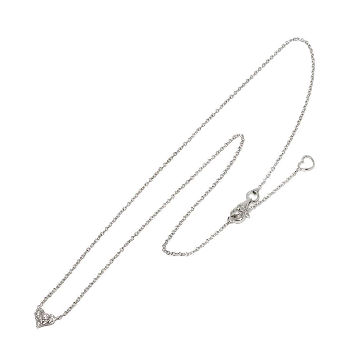 Heart Motif Diamond 0.17ct Necklace 18K White Gold 750