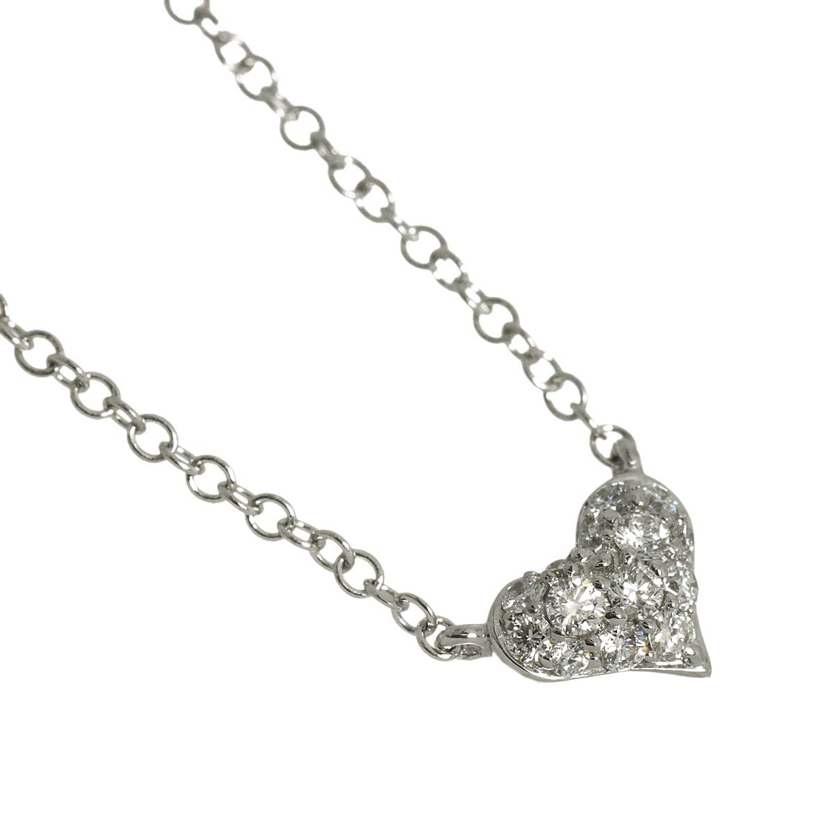Heart Motif Diamond 0.17ct Necklace 18K White Gold 750