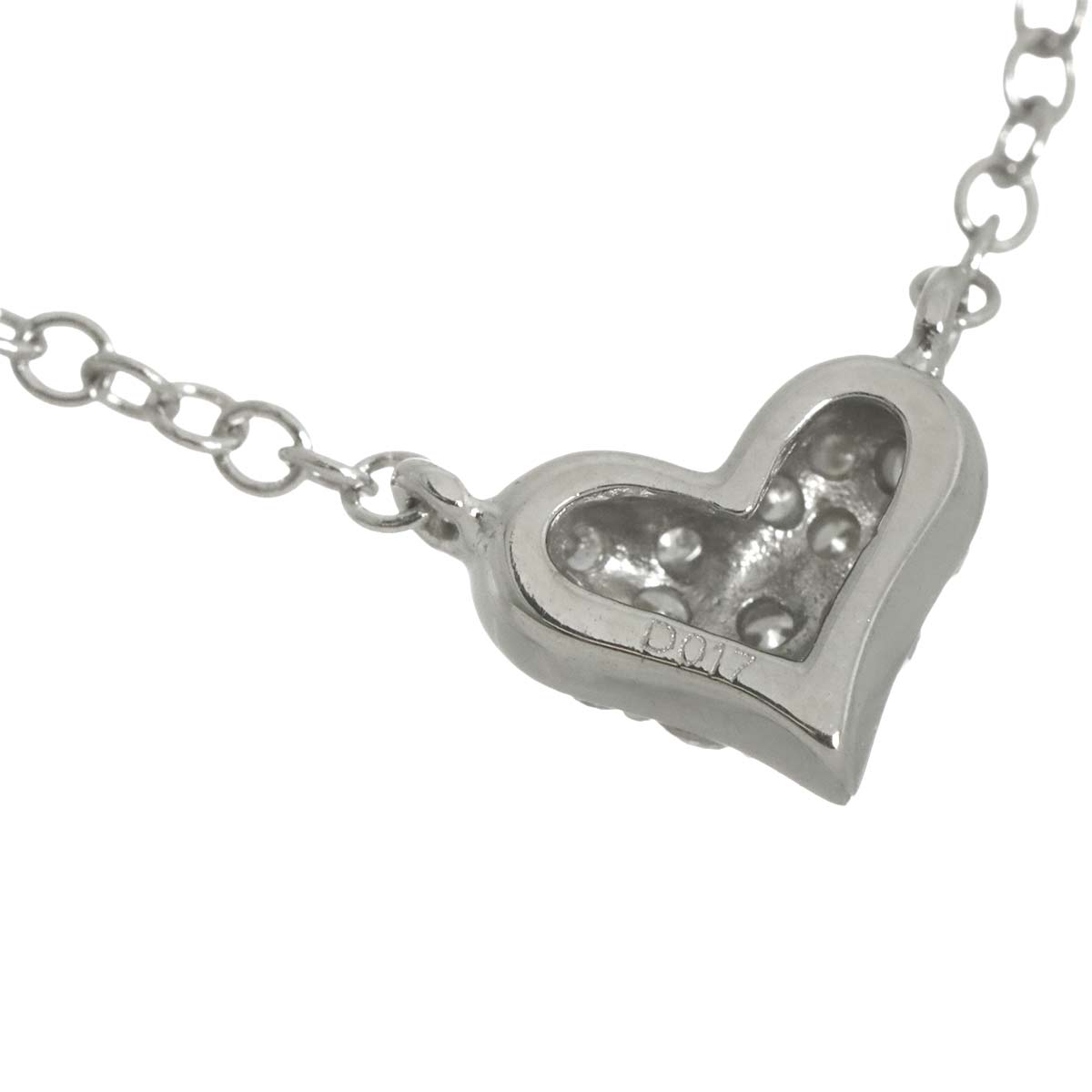 Heart Motif Diamond 0.17ct Necklace 18K White Gold 750
