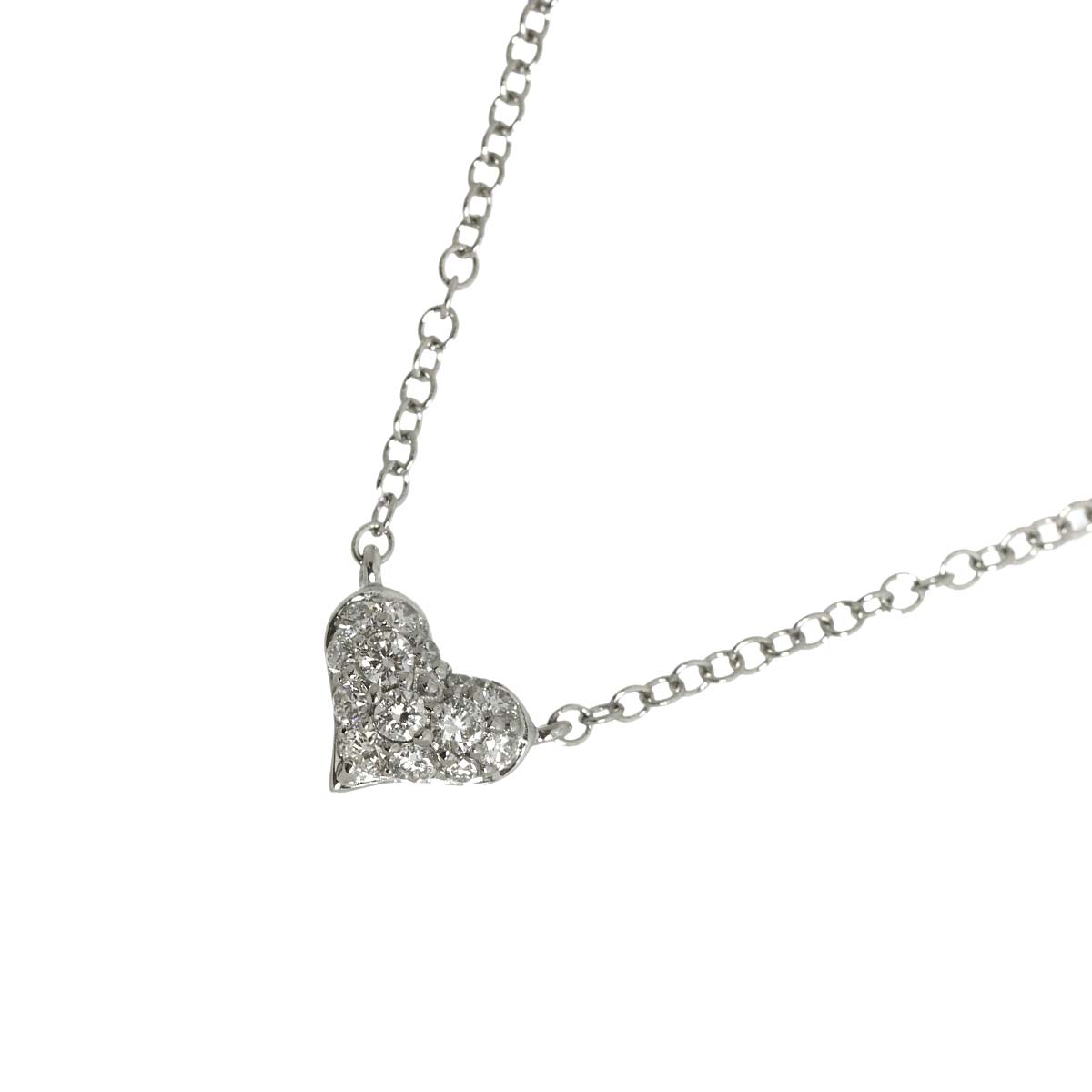 Heart Motif Diamond 0.17ct Necklace 18K White Gold 750