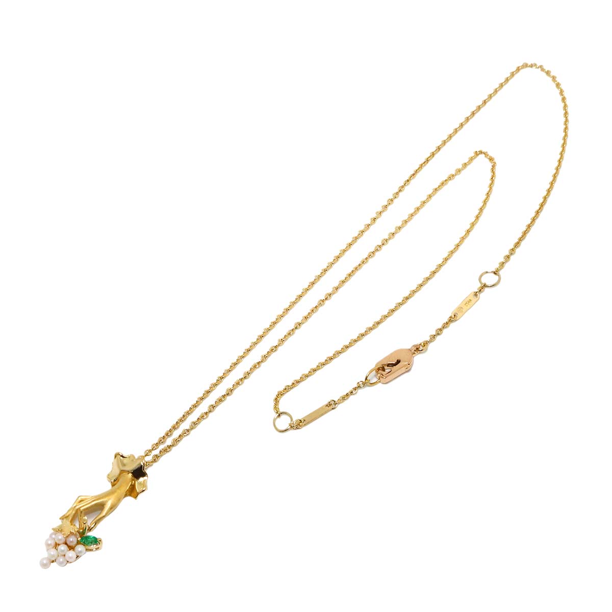 Baby Pearl Emerald Necklace 18K YG 750