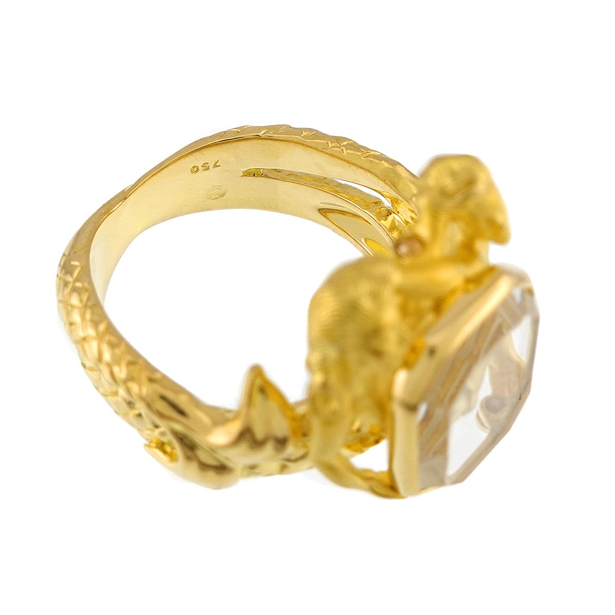 crystal Ring K18 YG 750 Size5.75-6(US)