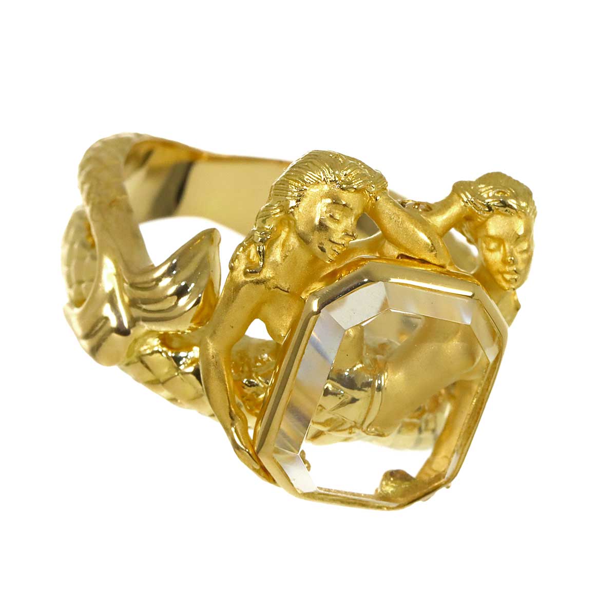 crystal Ring K18 YG 750 Size5.75-6(US)