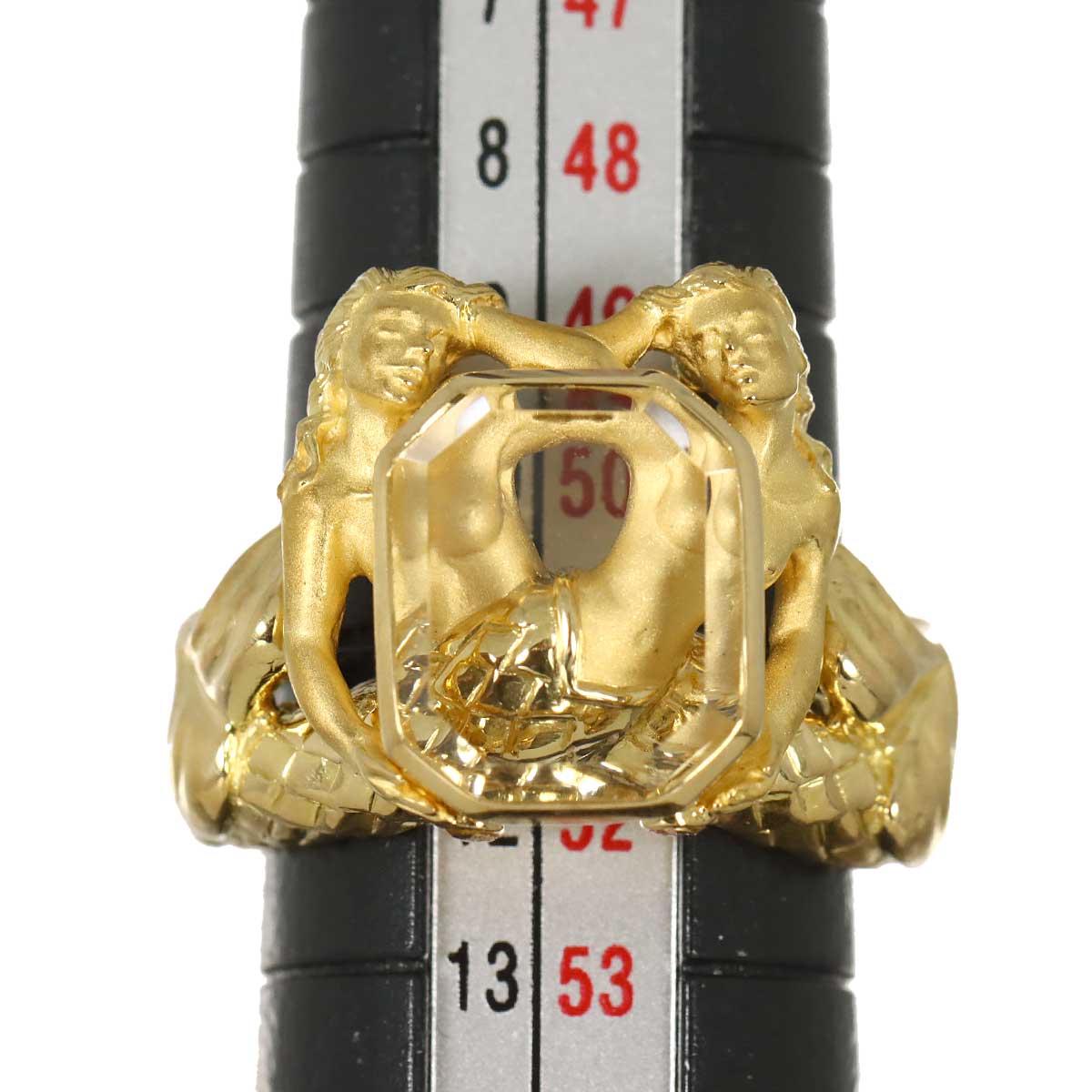 crystal Ring K18 YG 750 Size5.75-6(US)