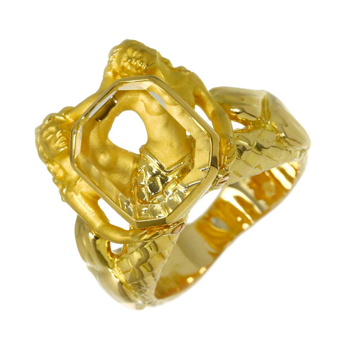 crystal Ring K18 YG 750 Size5.75-6(US)
