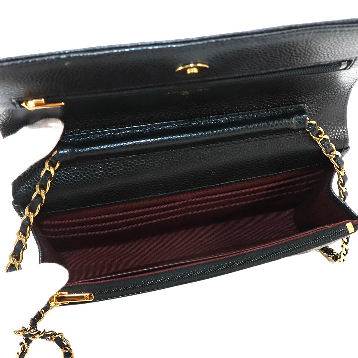 Matelasse Classic Chain Wallet Leather Black AP0250