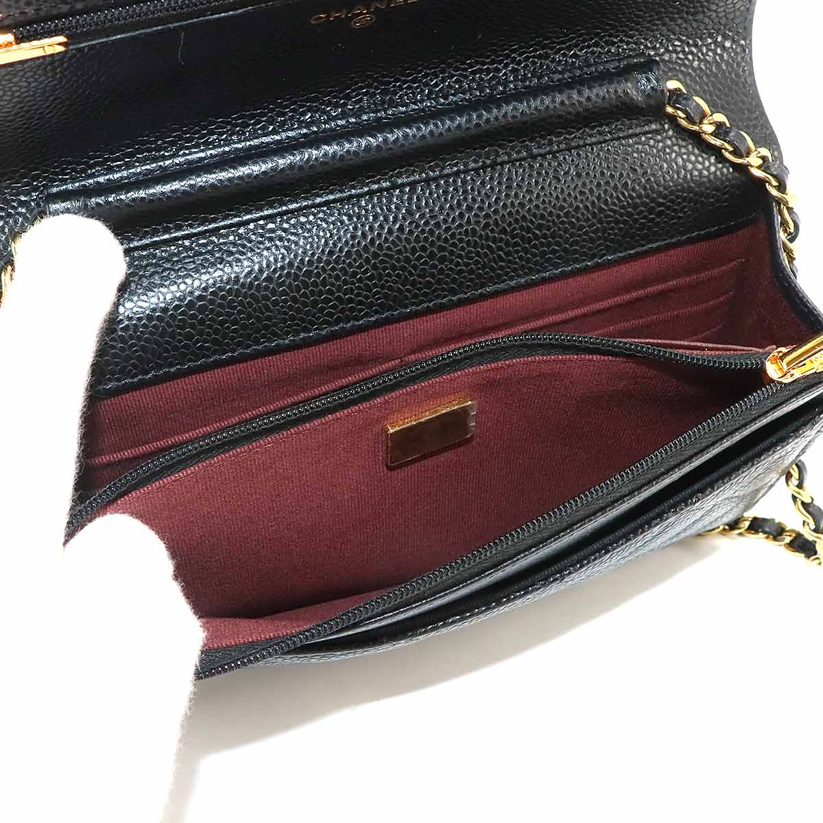 Matelasse Classic Chain Wallet Leather Black AP0250