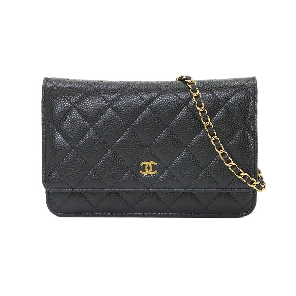 Matelasse Classic Chain Wallet Leather Black AP0250