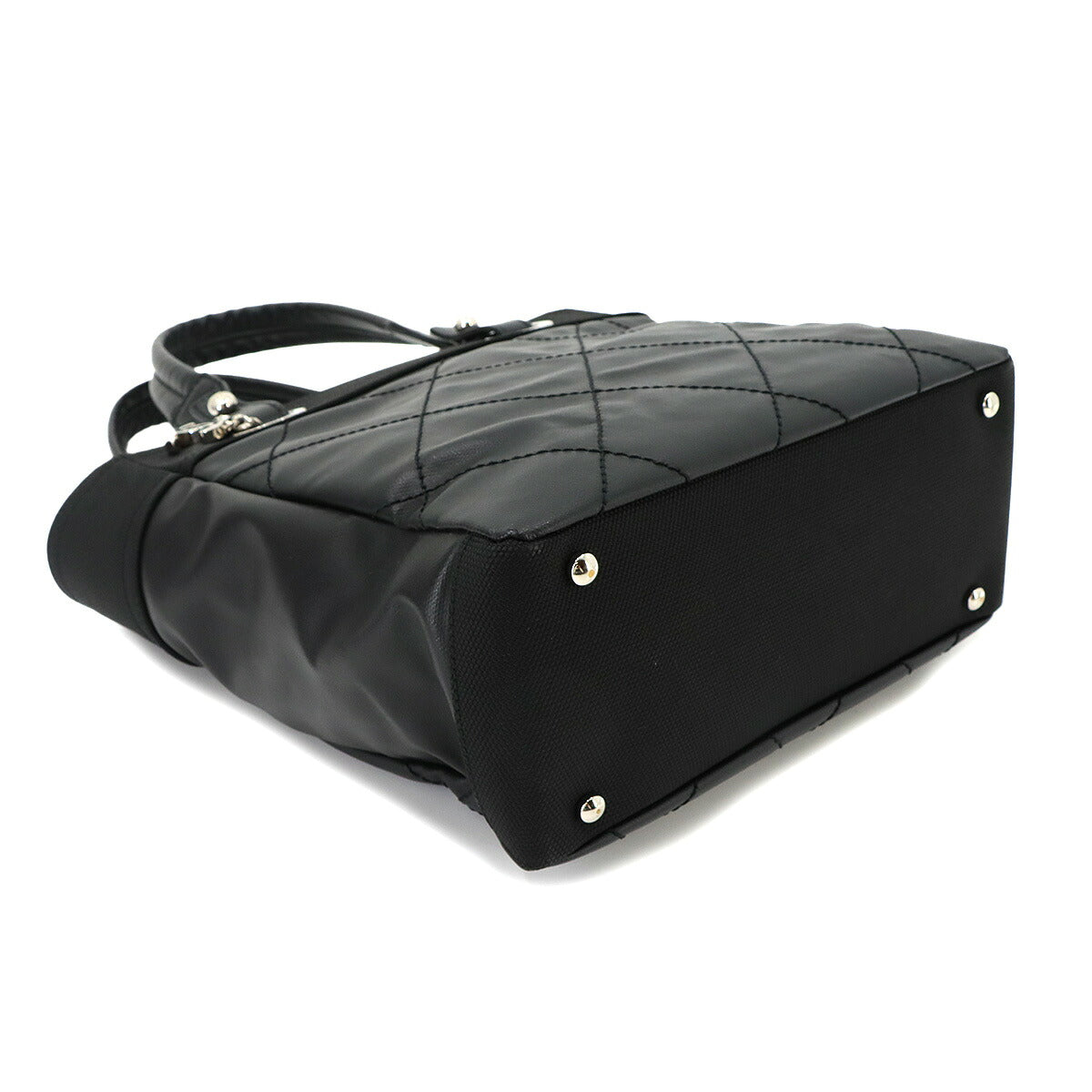 Paris Biarritz PM Tote Bag PVC Nylon Leather Black A34208 Purse