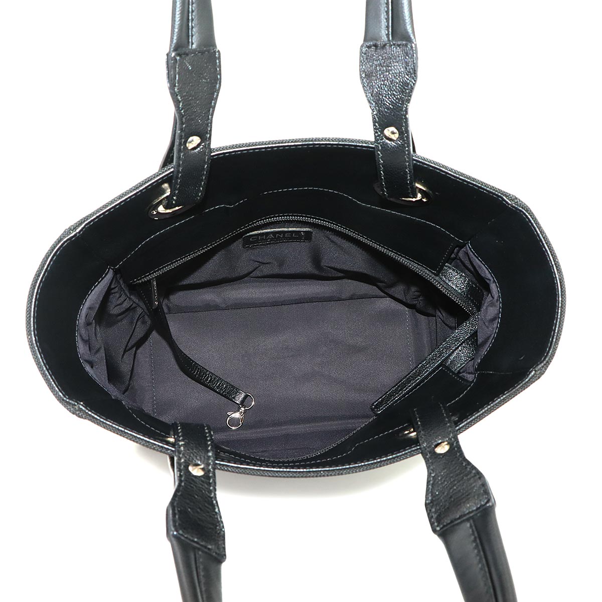 Paris Biarritz PM Tote Bag PVC Nylon Leather Black A34208 Purse
