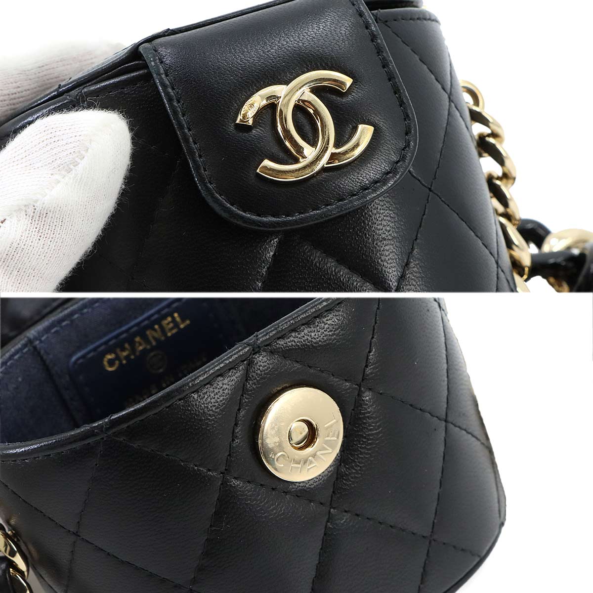Matelasse Chain Shoulder Bag Leather Black AP2428 Purse