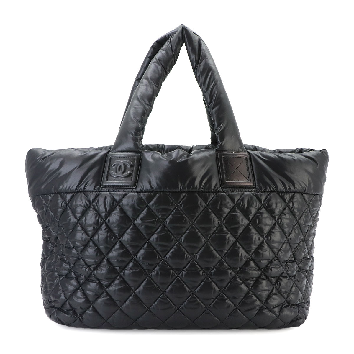 Coco Cocoon Medium Tote Bag Nylon Leather Black A48611 Purse