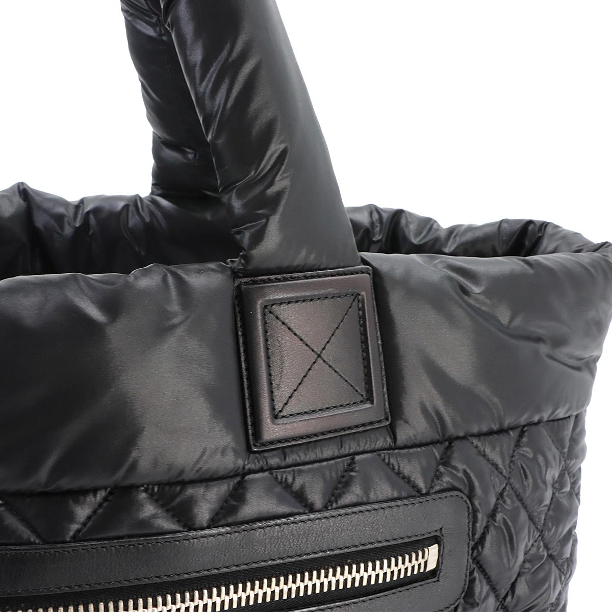 Coco Cocoon Medium Tote Bag Nylon Leather Black A48611 Purse
