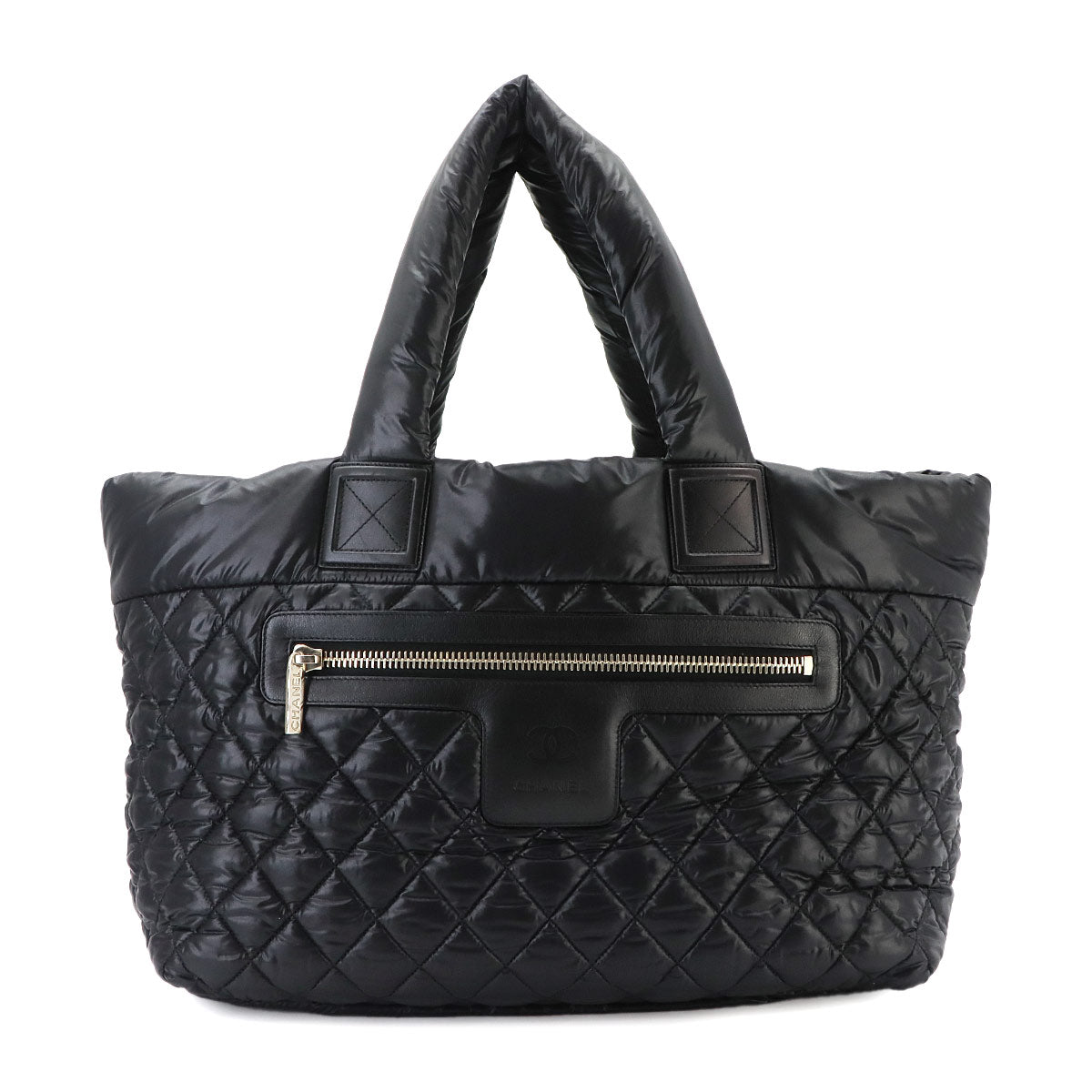 Coco Cocoon Medium Tote Bag Nylon Leather Black A48611 Purse