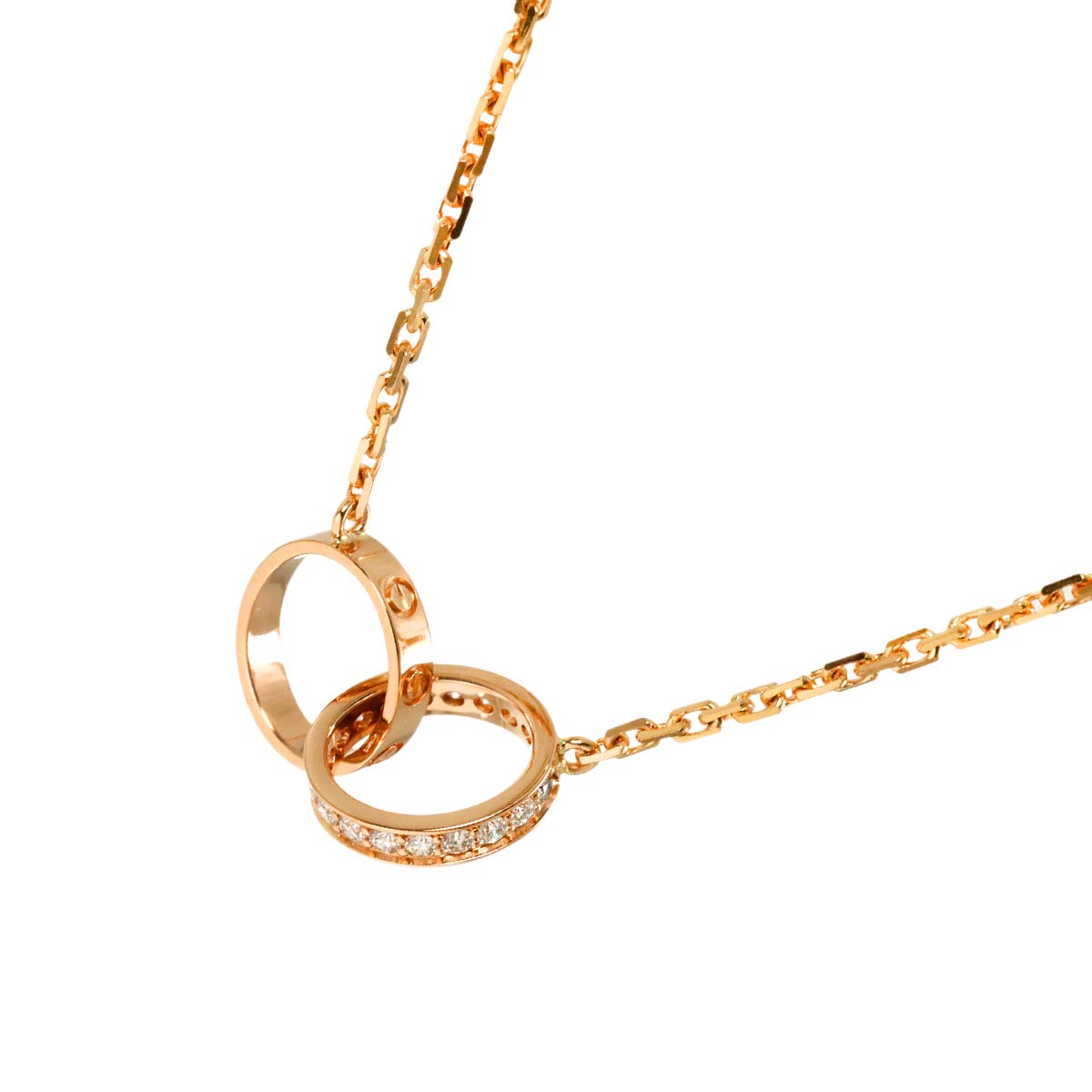 Baby Love semi pave Diamond Necklace 18K Pink Gold 750