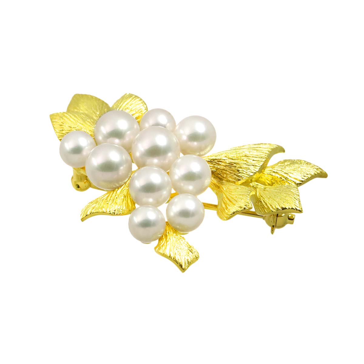 Akoya pearl 5.0-6.6mm Diamond Brooch 18K Yellow Gold 750