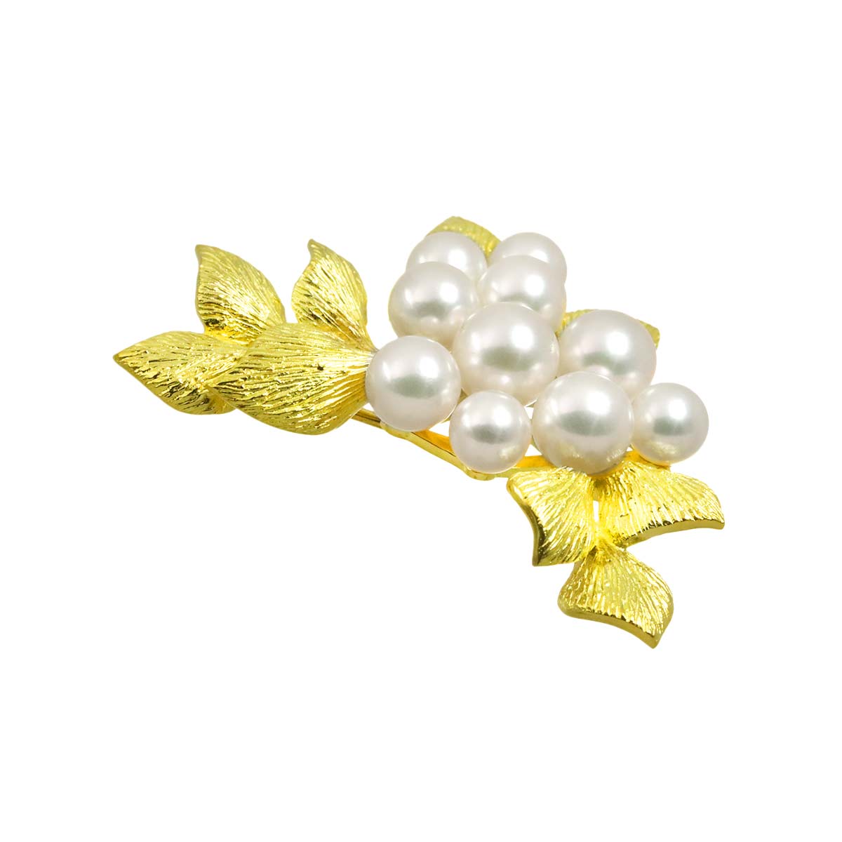 Akoya pearl 5.0-6.6mm Diamond Brooch 18K Yellow Gold 750