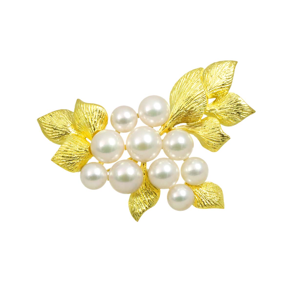 Akoya pearl 5.0-6.6mm Diamond Brooch 18K Yellow Gold 750