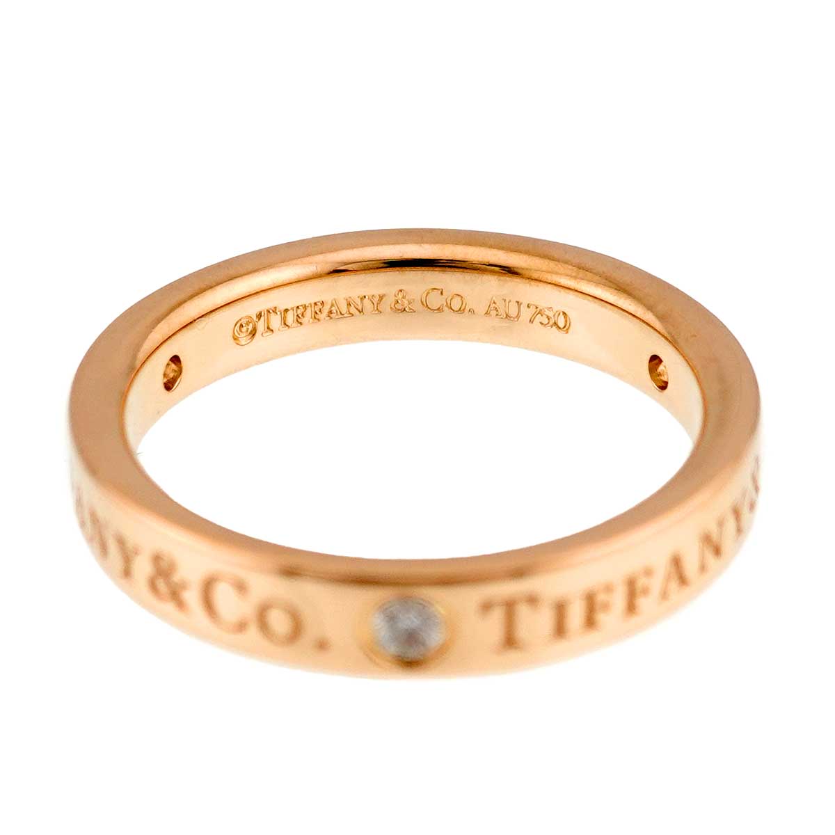 Diamond 3P band Ring 18K Pink Gold 750 Size3.75(US)