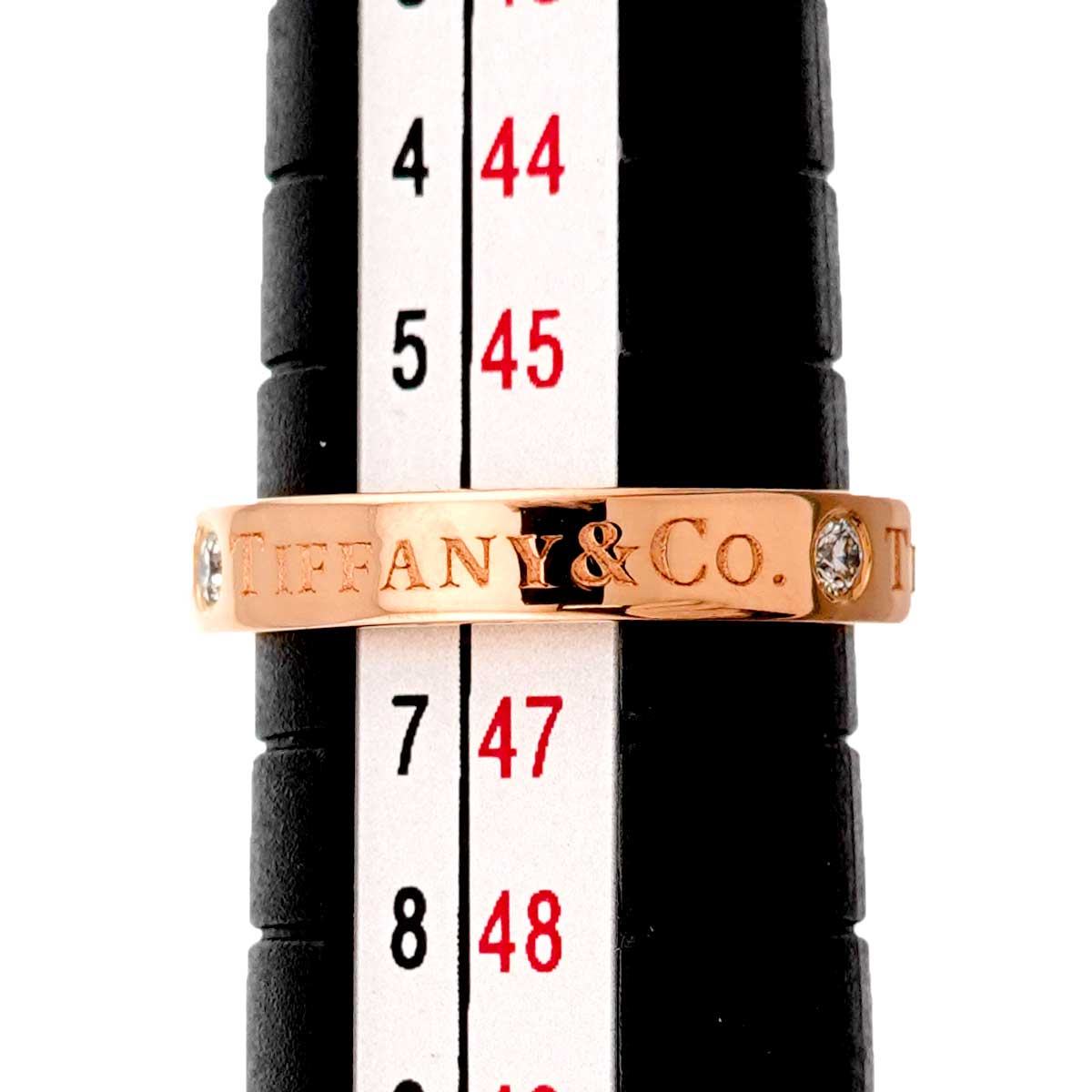 Diamond 3P band Ring 18K Pink Gold 750 Size3.75(US)