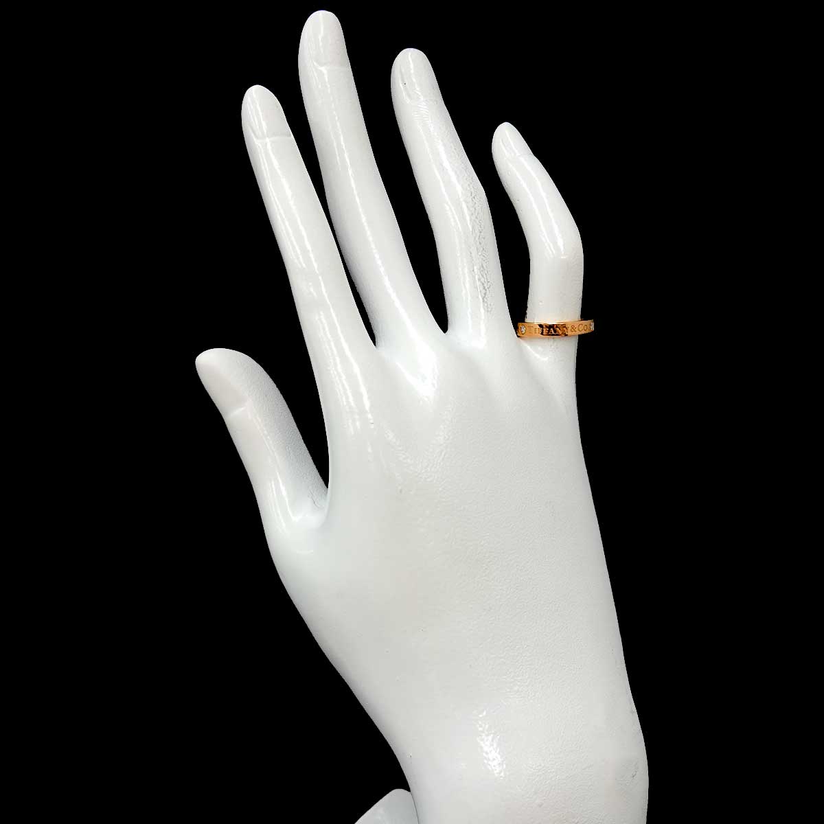 Diamond 3P band Ring 18K Pink Gold 750 Size3.75(US)