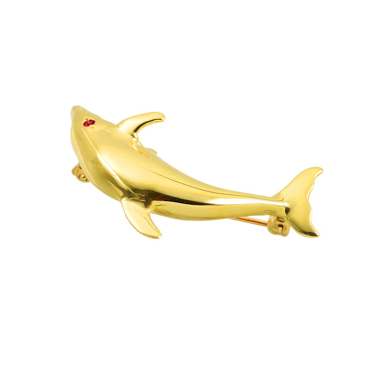Ruby Brooch 14K Yellow Gold 585