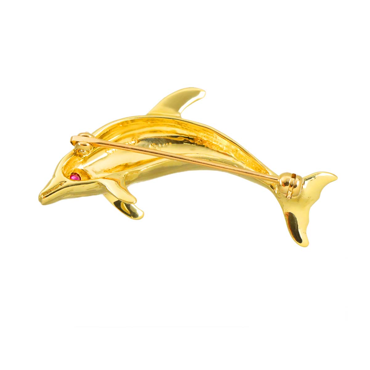 Ruby Brooch 14K Yellow Gold 585