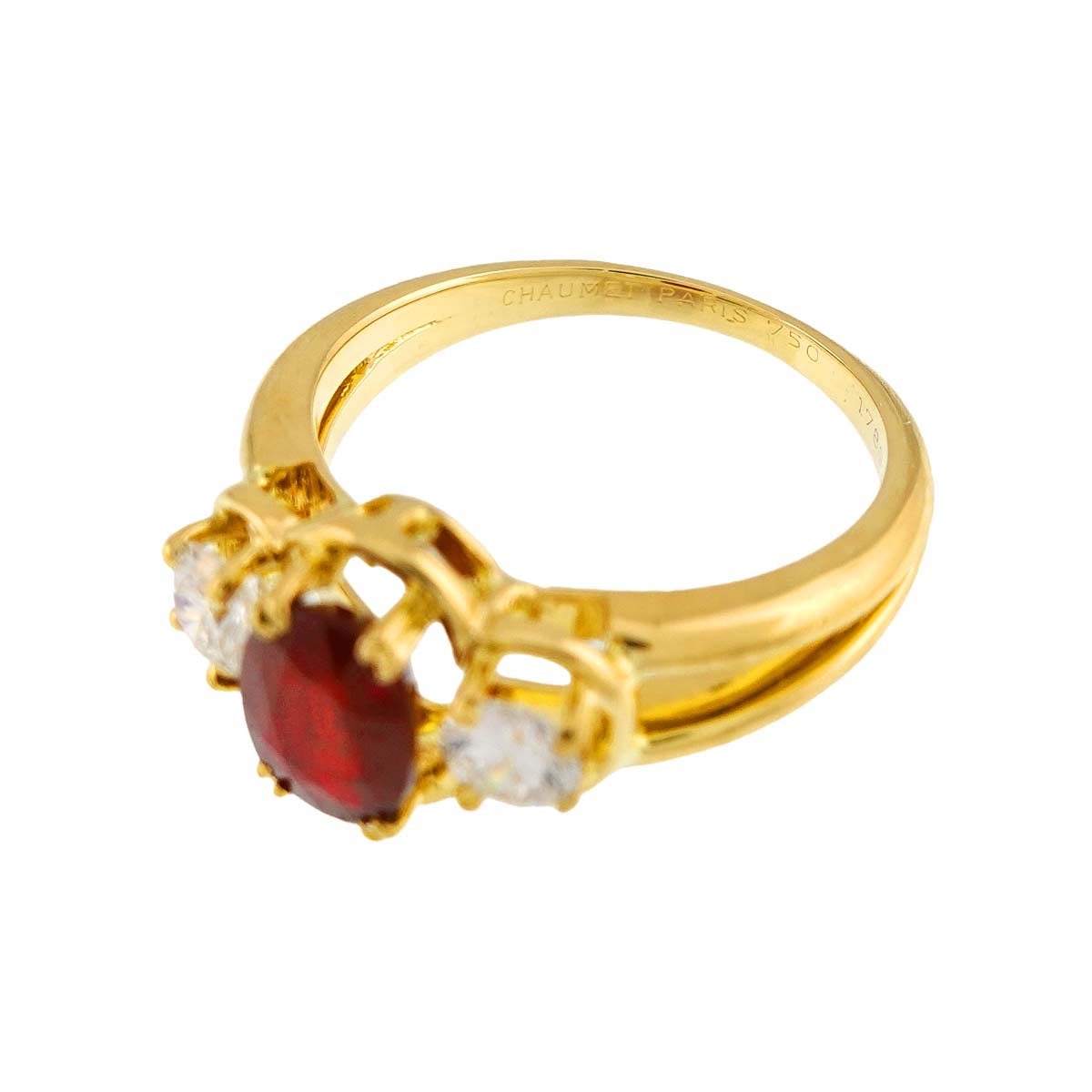 Ruby Diamond Ring 18K Yellow Gold 750 size5.5-5.75US)