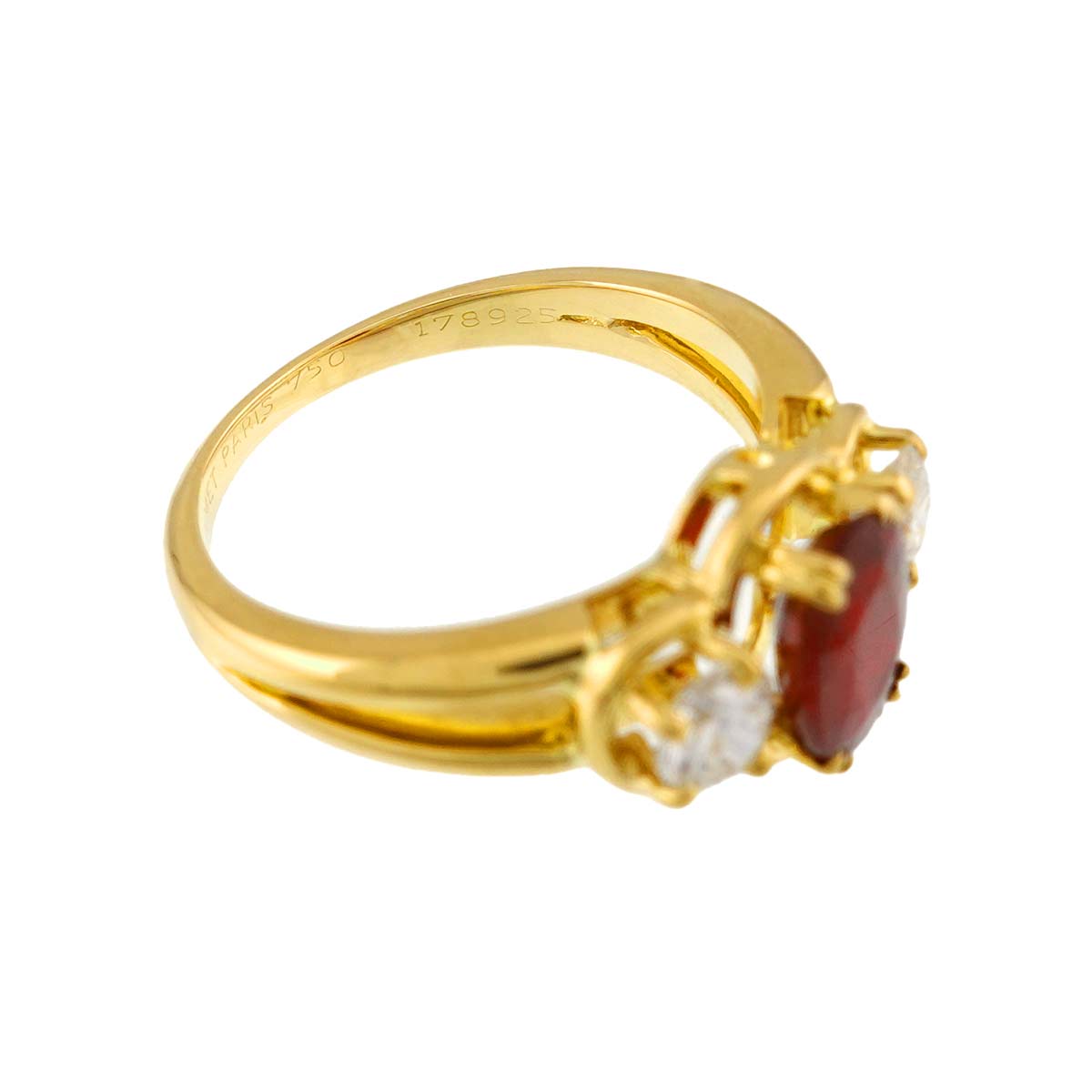Ruby Diamond Ring 18K Yellow Gold 750 size5.5-5.75US)