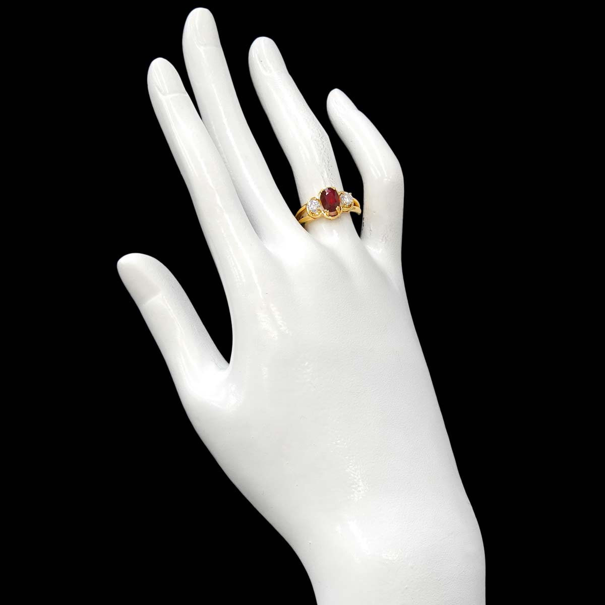 Ruby Diamond Ring 18K Yellow Gold 750 size5.5-5.75US)