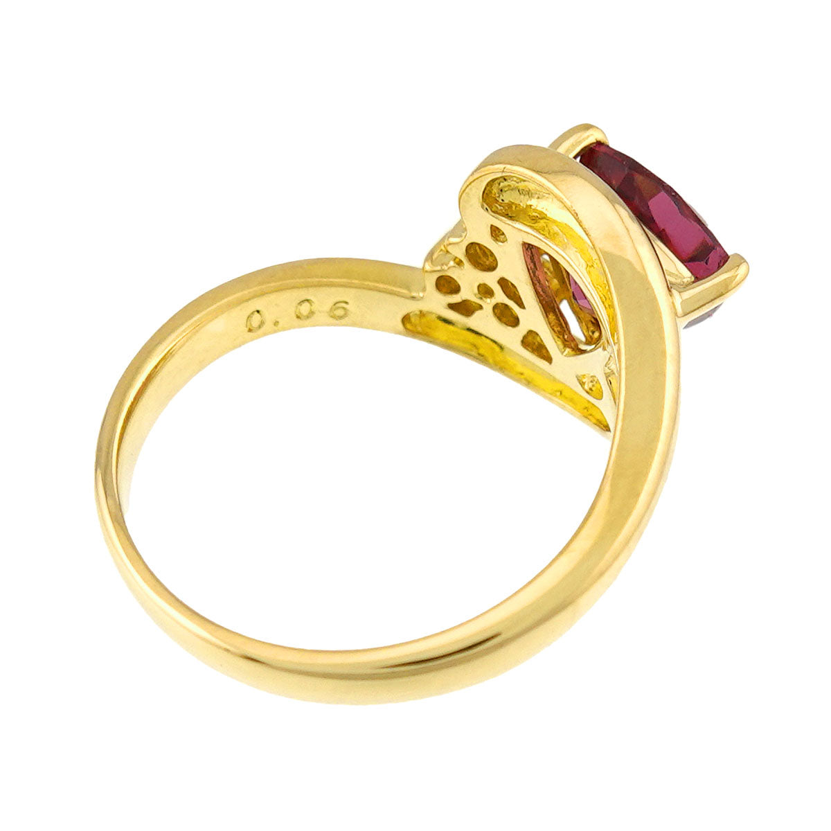 Garnet Diamond 0.06ct Ring 18K YG 750 Size5.5-5.75(US)