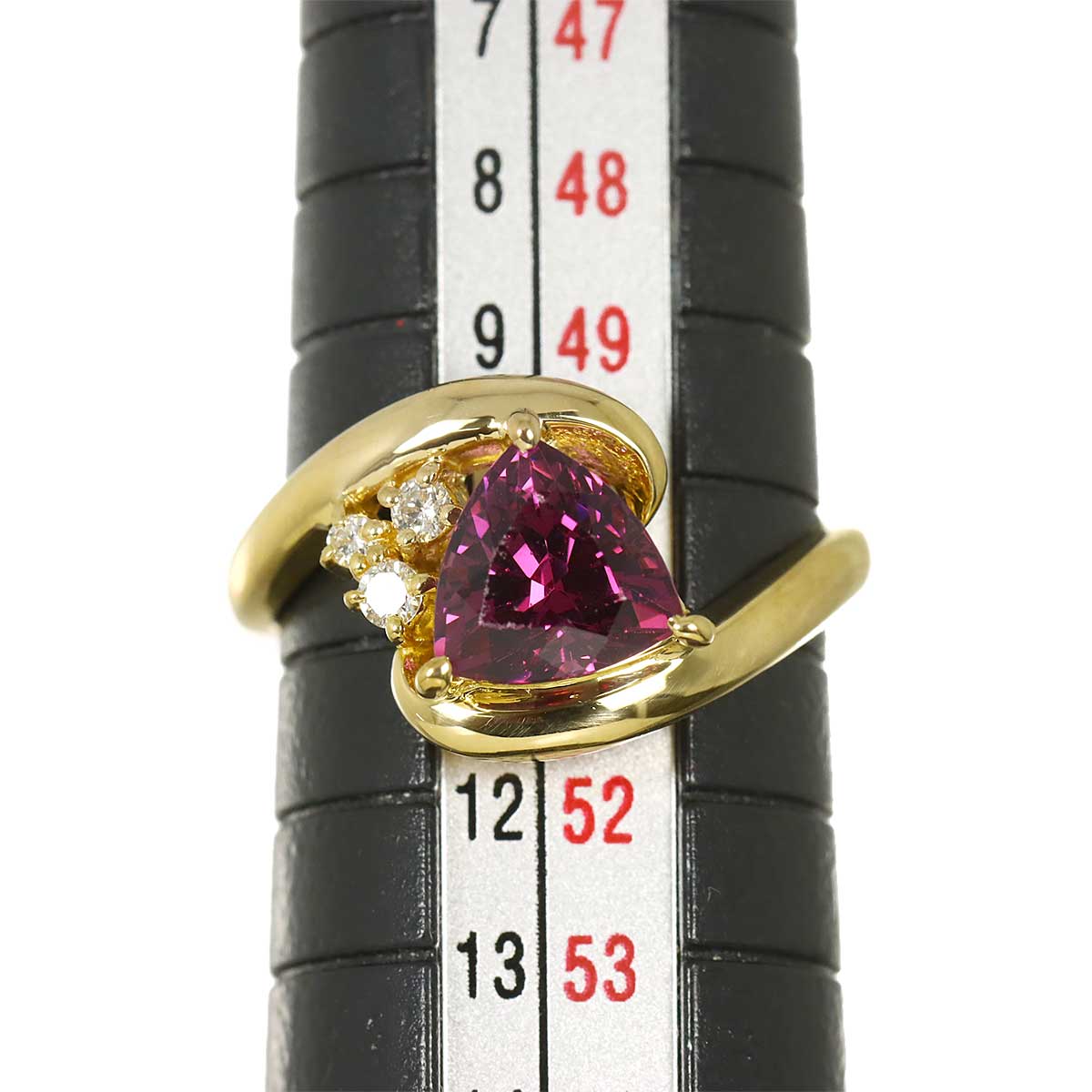 Garnet Diamond 0.06ct Ring 18K YG 750 Size5.5-5.75(US)