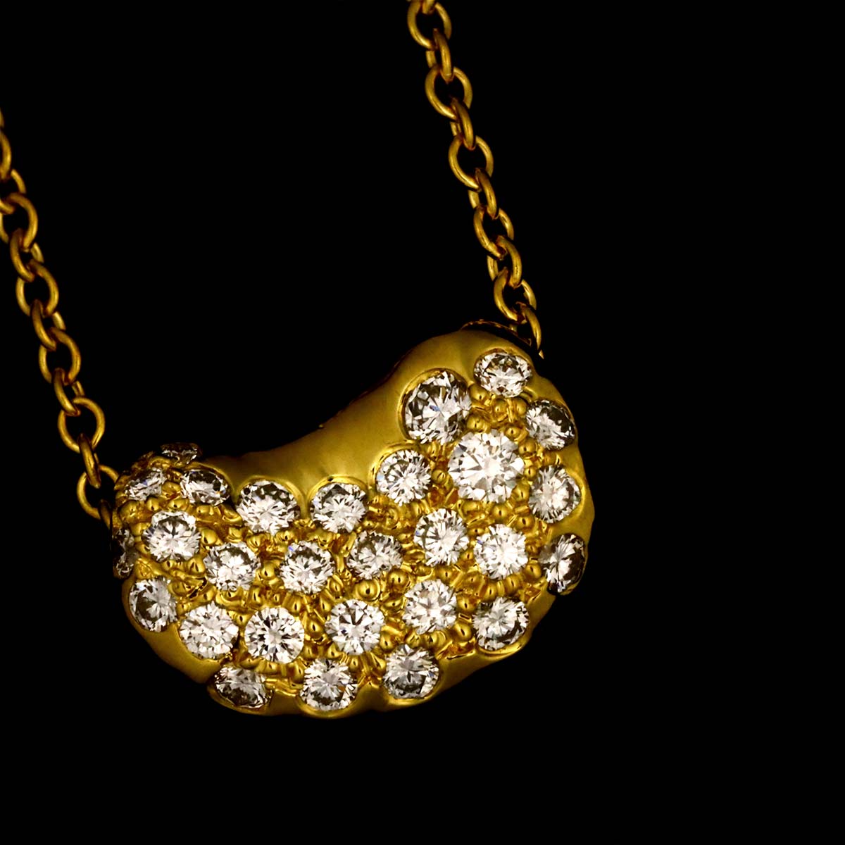 Bean Diamond Necklace 18K Yellow Gold 750